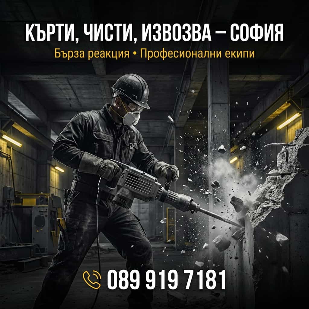 Челна снимка на услуга Кърти Чисти Извозва София – Бързо реагиране в рамките на деня